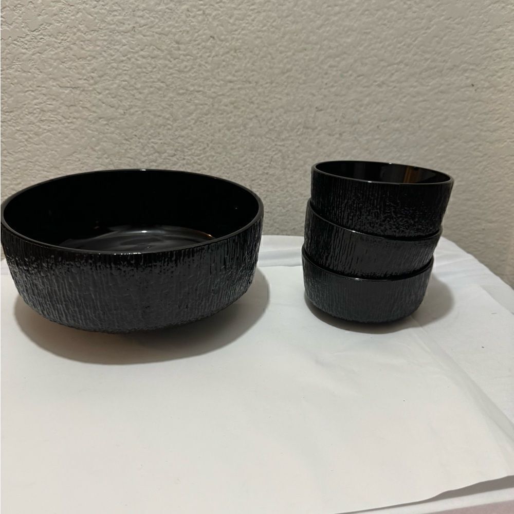 RARE Vintage Indiana Glass Black Chip and 3 Dip Bowl from the 1970's-1980's